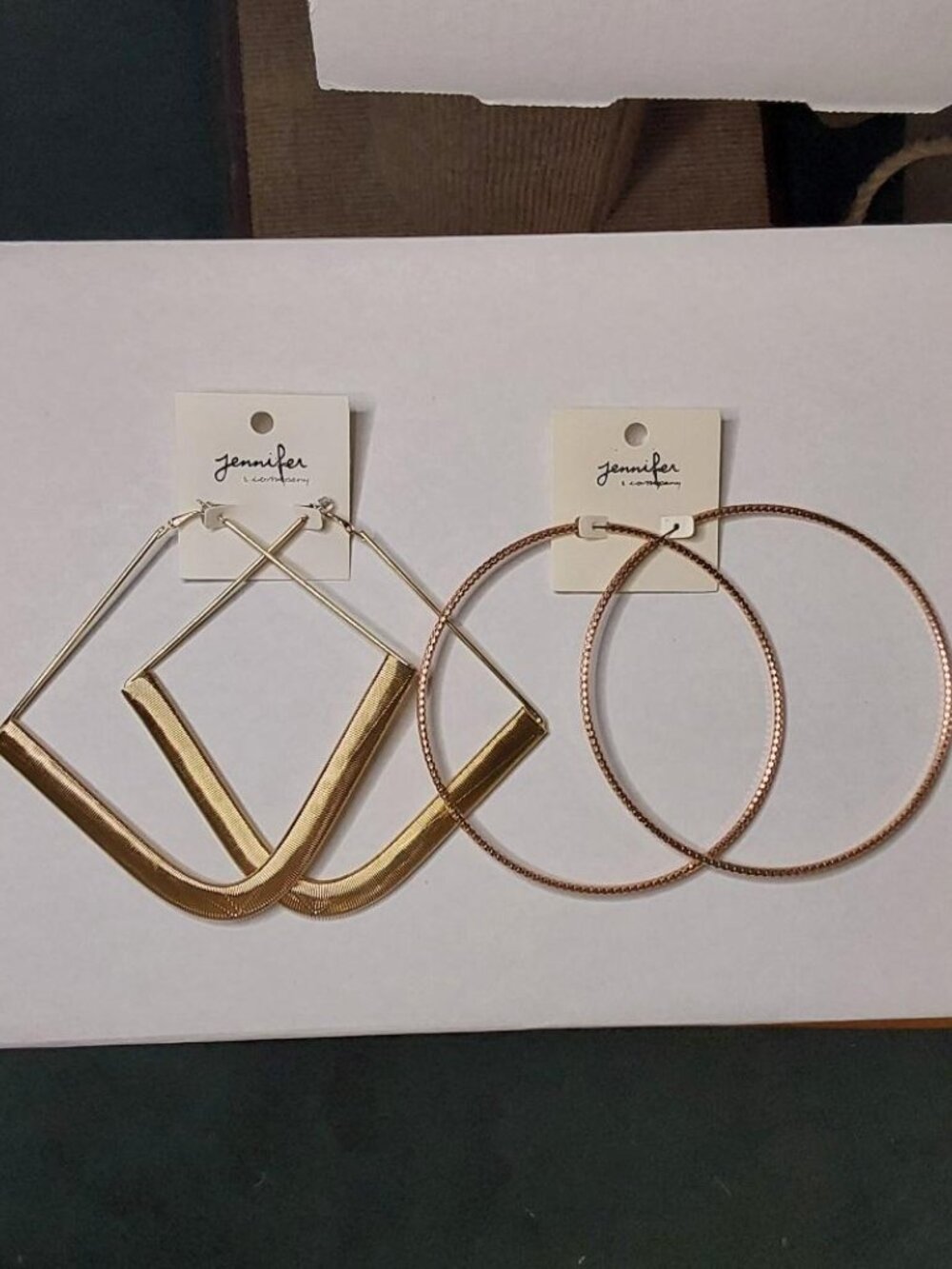 2 Pairs Jennifer & Company Very Large Hoop Earrings